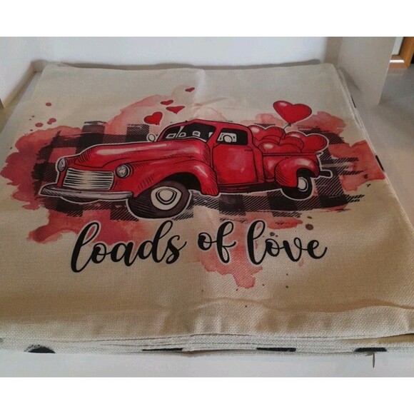 Set Of 4 Valentines Throw pillows Covers 18x18 RED, BLACK, OFF-WHITE COLORS - Picture 2 of 6